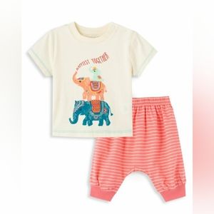 Peek Baby 2-Piece Elephant T-Shirt & Striped Joggers Set